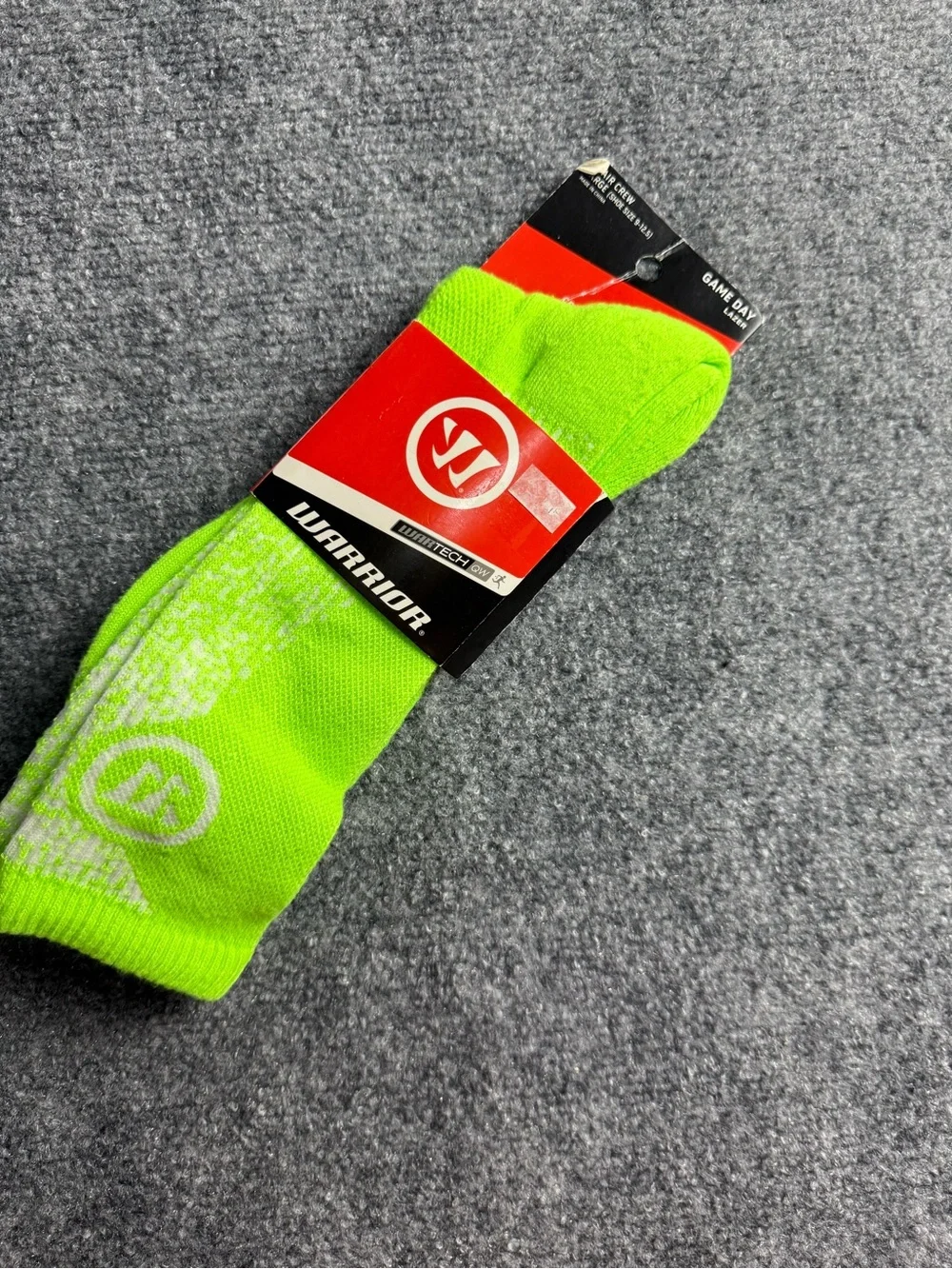 Warrior Game Day Men's Large Crew Socks - White, Black, Neon Green Nwt